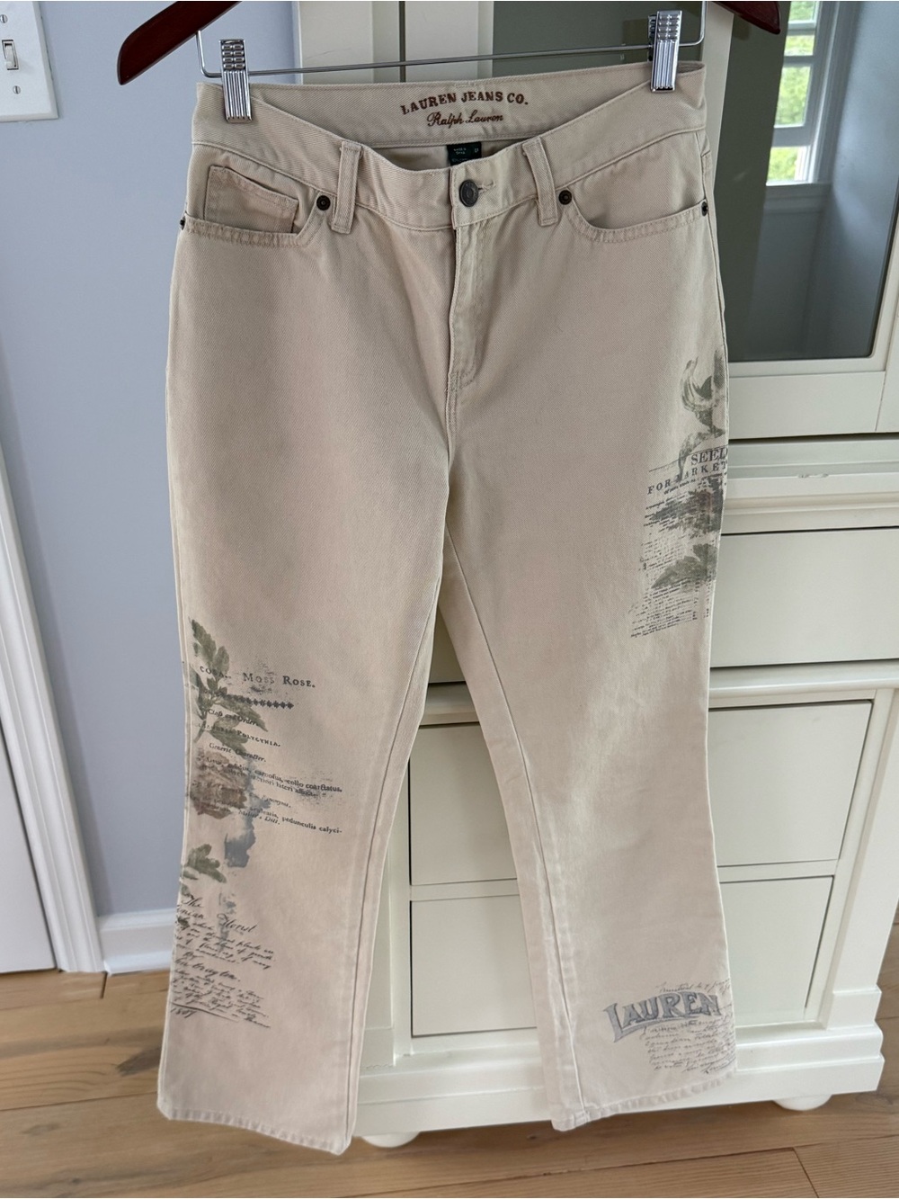 Ralph Lauren Beige Flare Jeans with Garden Print